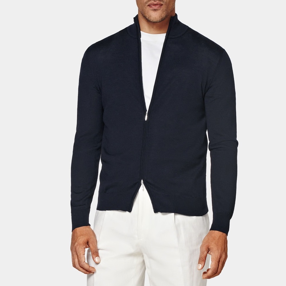 SuitSupply Navy Zip Cardigan